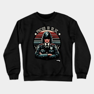 Police Officer Defiant Guardian: Female Power of the 70s - Retro Funny Vintage Style Crewneck Sweatshirt